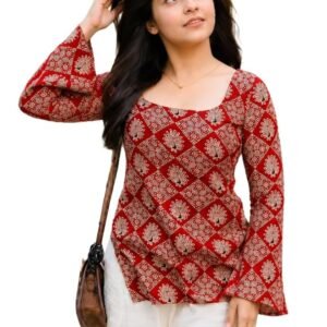 Red Printed Short Kurti