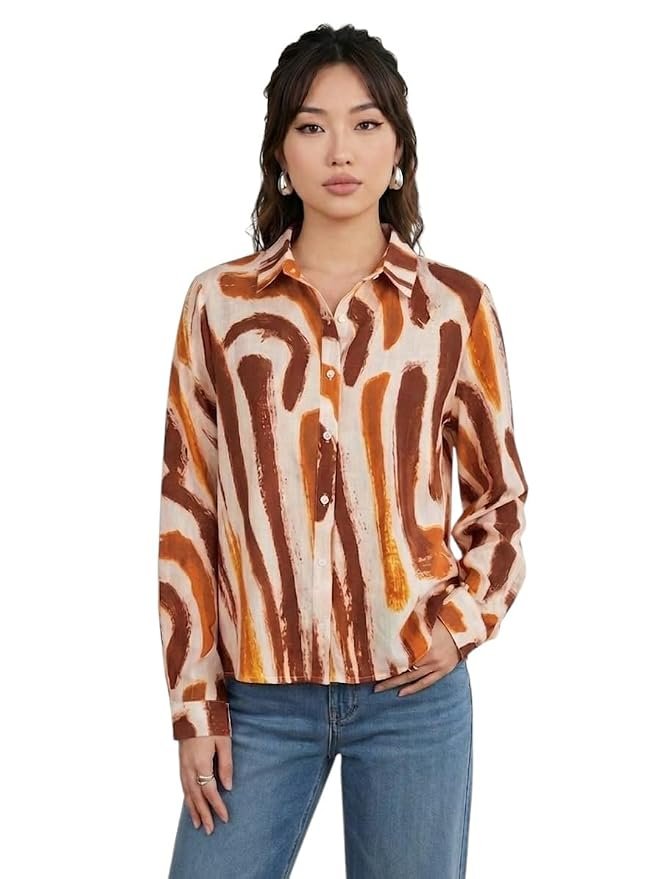 Abstract Printed Smart Casual Oversized Shirt