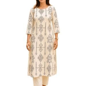 Cream Kurti & Pant Women
