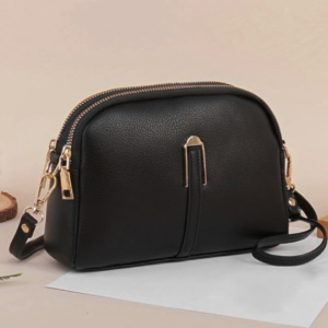 Black Textured Crossbody Sling Bag