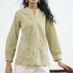 Sage Floral Embroidered Tunic